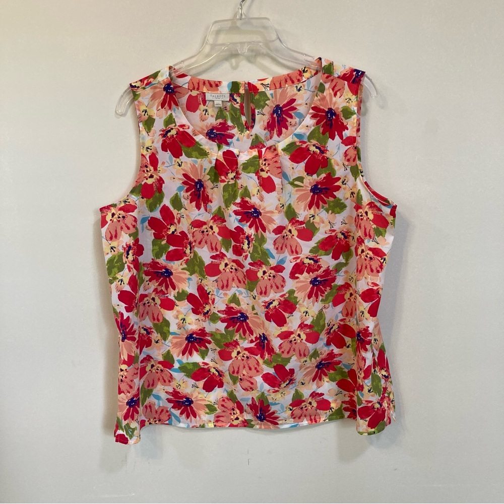 Talbots Sleeveless Floral Shell - Pink, Red, Green, Blue